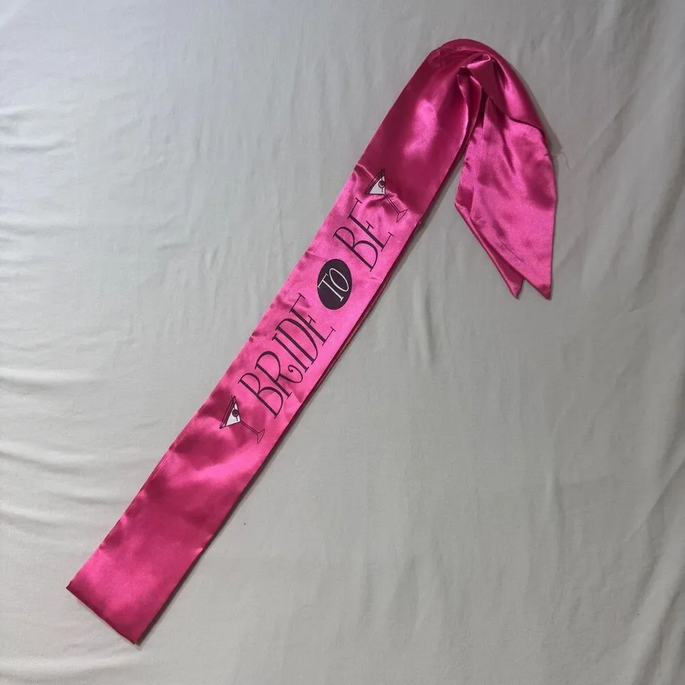 Bride to Be Pink Sash Bachelorette Bride Bridal Shower Ribbon Pre Wedding Party